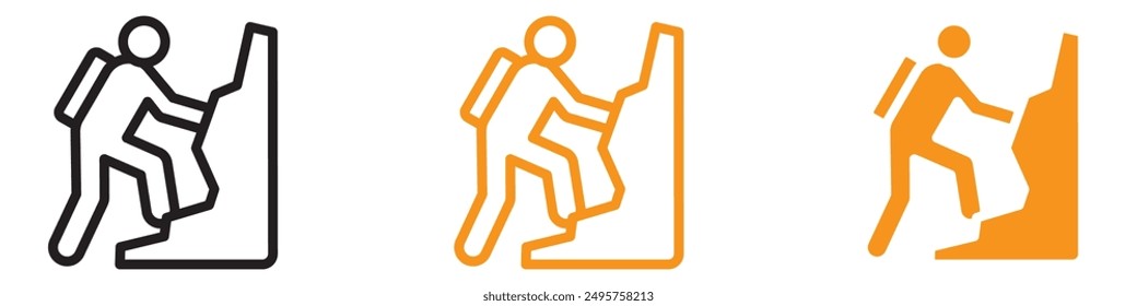 Climbing Icon Depicting Outdoor Adventure Activities, Mountain Climbing, and Rock Climbing Sports for Enthusiasts and Sports Gear