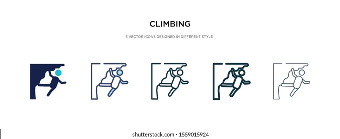 climbing icon in different style vector illustration. two colored and black climbing vector icons designed in filled, outline, line and stroke style can be used for web, mobile, ui
