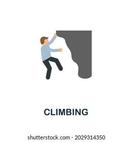 Climbing icon. Flat sign element from extreme sport collection. Creative Climbing icon for web design, templates, infographics and more
