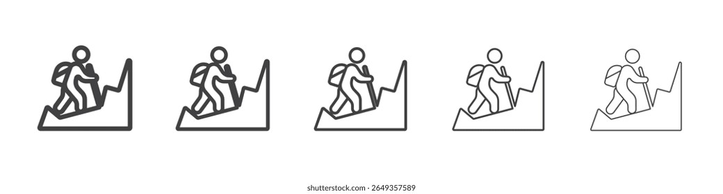 Icono de escalada Símbolo de ilustración de gráficos de línea