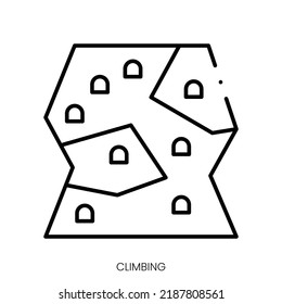 icono de escalada. Signo de estilo lineal aislado en fondo blanco. Ilustración del vector