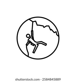 Climbing icon Thin line art isolated