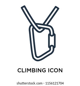 Climbing icon vector isolated on white background, Climbing transparent sign , thin pictogram or outline symbol design in linear style