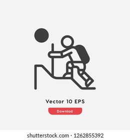 Climbing icon vector. Climbing symbol. Linear style sign for mobile concept and web design. Climbing symbol illustration. Pixel vector graphics - Vector.
