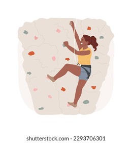 Climbing isolated cartoon vector illustration. Smiling teenage girl holding on support and climbing, conquering the height, extreme sport, active lifestyle, reaching the goal vector cartoon.