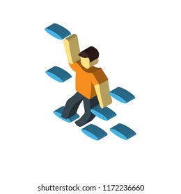 Climbing isometric left top view 3D icon