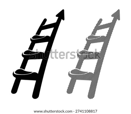 Climbing ladder icon with upward direction, personal growth metaphor, reaching for top
