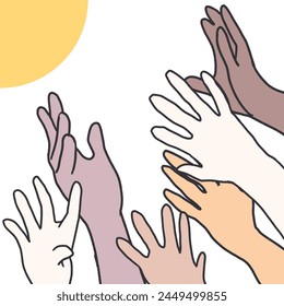 Climbing to Light A Multitude of Hands Reaching Up. Perfect for campaigns, social initiatives, or any project that aims to convey a message of communal support and optimism.