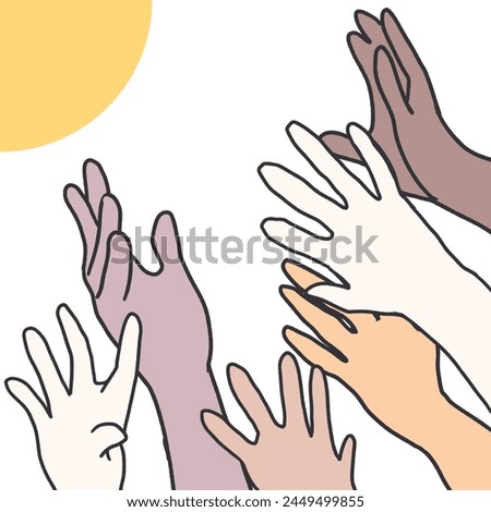 Climbing to Light A Multitude of Hands Reaching Up. Perfect for campaigns, social initiatives, or any project that aims to convey a message of communal support and optimism.