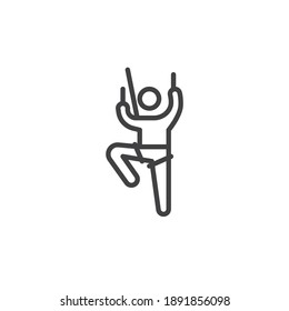 Climbing line icon. linear style sign for mobile concept and web design. Extreme winter sport outline vector icon. Symbol, logo illustration. Vector graphics