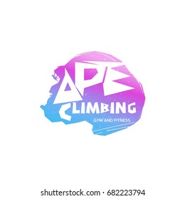 climbing logo, climbing like an ape concept - vector illustration