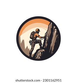 Climbing logo. Modern mountaineering and rock climbing logo illustration