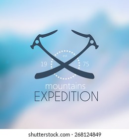Climbing logo over blurred background