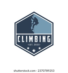 Vector de logotipo de escalada. Escalada deportiva, ilustración de escalada de emblema