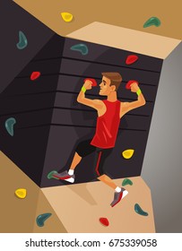 Climbing machine simulator. Vector flat cartoon illustration