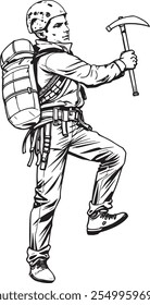 escalando Homem logotipo design preto