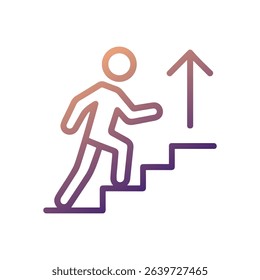 Climbing metaphorical ladder towards success. Icon symbol illustration
