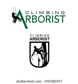 Climbing Mountain Arborist Vector Logo Design