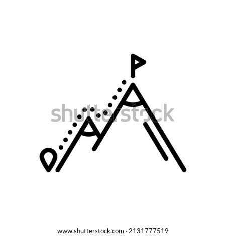 Climbing Mountain Ion. End Point on mountain. Traveled path, Finish. Vector sign in simple style isolated on white background.