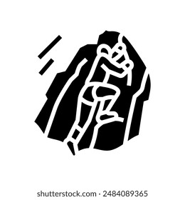 climbing mountain progress glyph icon vector. climbing mountain progress sign. isolated symbol illustration