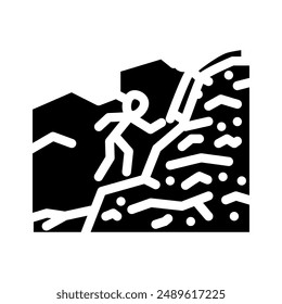 Vector de glifo de progreso de la montaña de escalada. símbolo de progreso de la montaña de escalada.