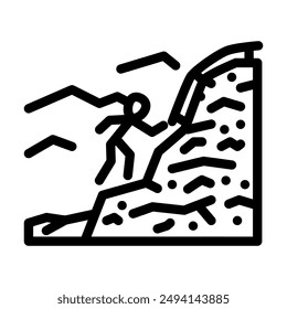 climbing mountain progress line icon vector. climbing mountain progress sign. isolated contour symbol black illustration