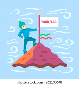 Climbing the mountain  success, business. Vector illustration.