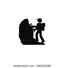 Climbing mountain vector icon