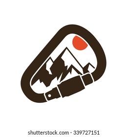 Climbing the mountains, inspiring card, vector illustration.