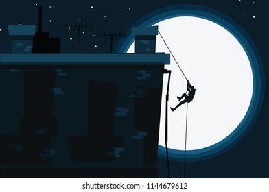 climbing on building vector illustration 