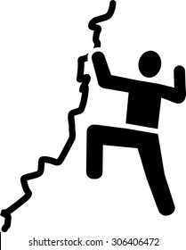 Climbing on rock icon