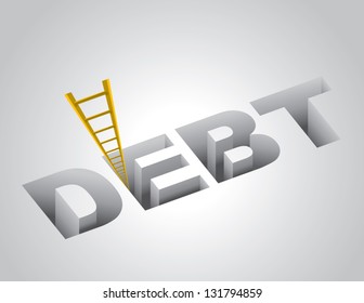 Climbing out of debt concept
