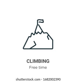Climbing outline vector icon. Thin line black climbing icon, flat vector simple element illustration from editable free time concept isolated stroke on white background