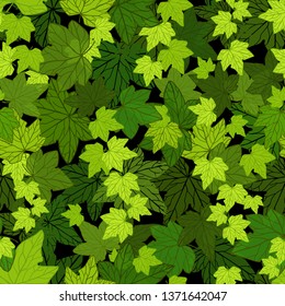 Climbing Plant Of Ivy Seamless Pattern Vector Illustration On Dark Background