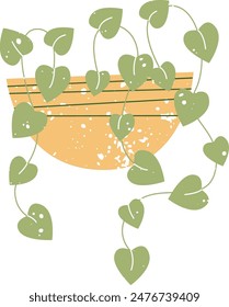 Climbing Plant In Pot Splash Texture Vector Illustration