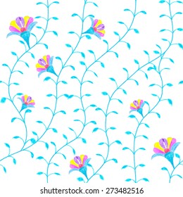 Climbing plants with flower seamless image, watercolor images