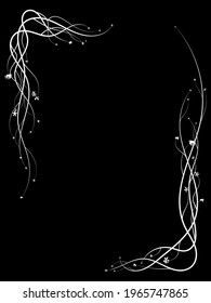climbing plants frame on a black background. simple drawing