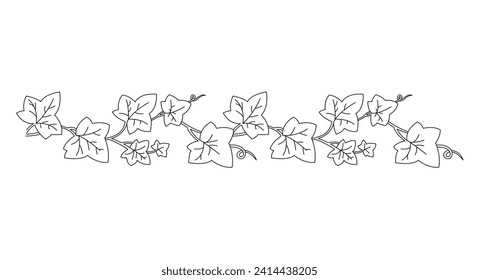 Climbing Plants Seamless Pattern. Ivy Vector Line Art.