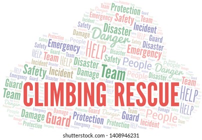 Climbing Rescue Word Cloud. Word cloud Made With Text.