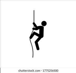 climbing rope icon vector isolated, stick man figures.