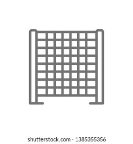 Climbing rope net for children, playground line icon.
