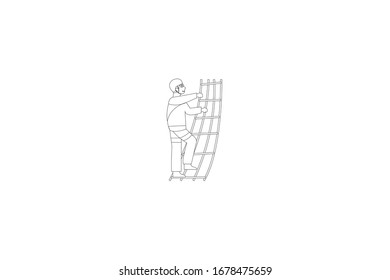 Climbing The Rope Vector Object Outline Illustration