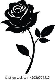 Climbing rose flower silhouette on white background