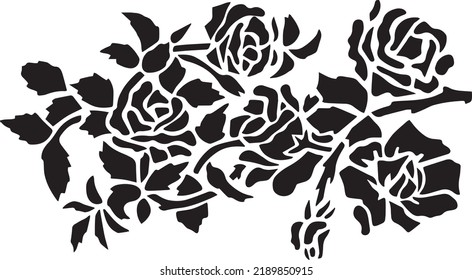 Kletterrose, Vektorstencil, schwarz-weiß