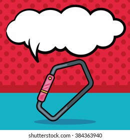 Climbing safety lock doodle, speech bubble