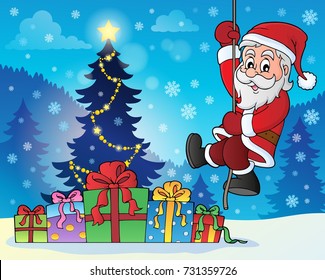 Climbing Santa Claus theme image 7 - eps10 vector illustration.