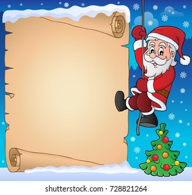 Climbing Santa Claus theme parchment 2 - eps10 vector illustration.