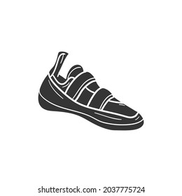Climbing Shoes Icon Silhouette Illustration. Footwear Sport Vector Graphic Pictogram Symbol Clip Art. Doodle Sketch Black Sign.