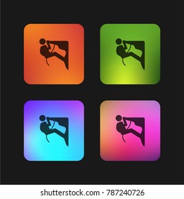 Climbing silhouette four color gradient app icon design