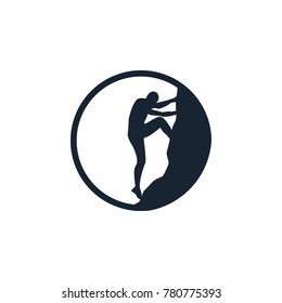 Climbing Silhouette Logo Circle